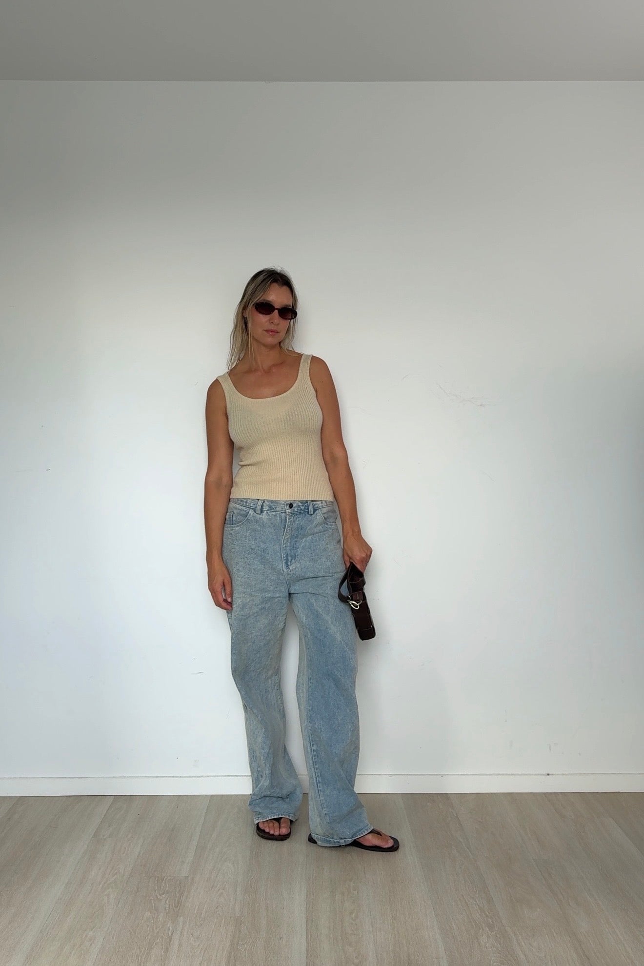 Pure Cashmere Ribbed Tank Beige