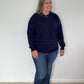 Navy Midnight Blue Boyfriend Pure Cashmere Crew Neck Jumper