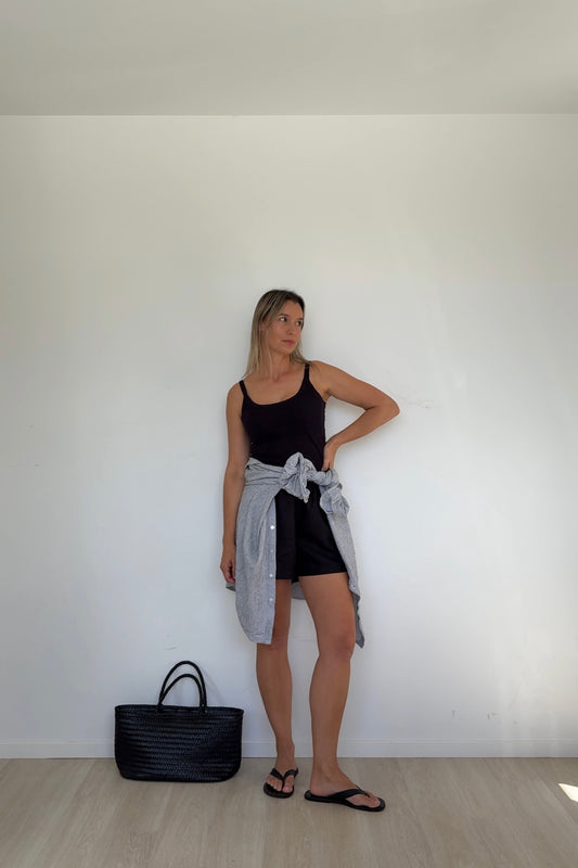 Black Linen Shorts