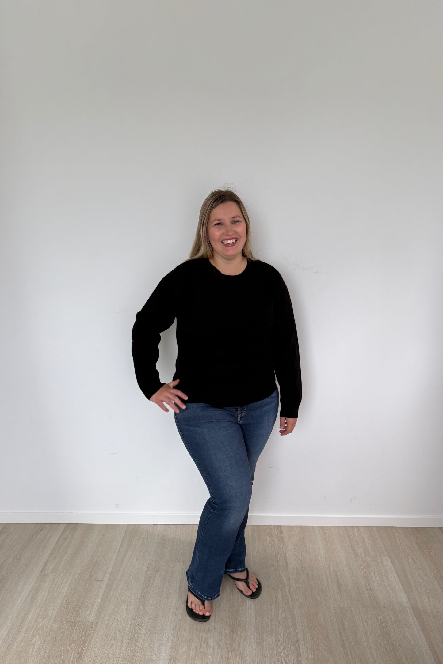Black Pure Merino Crew Neck Jumper