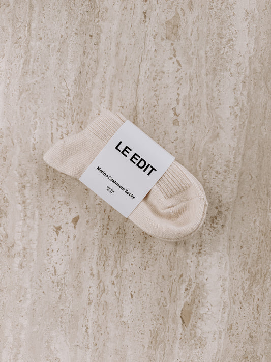 Merino Cashmere Socks Crème