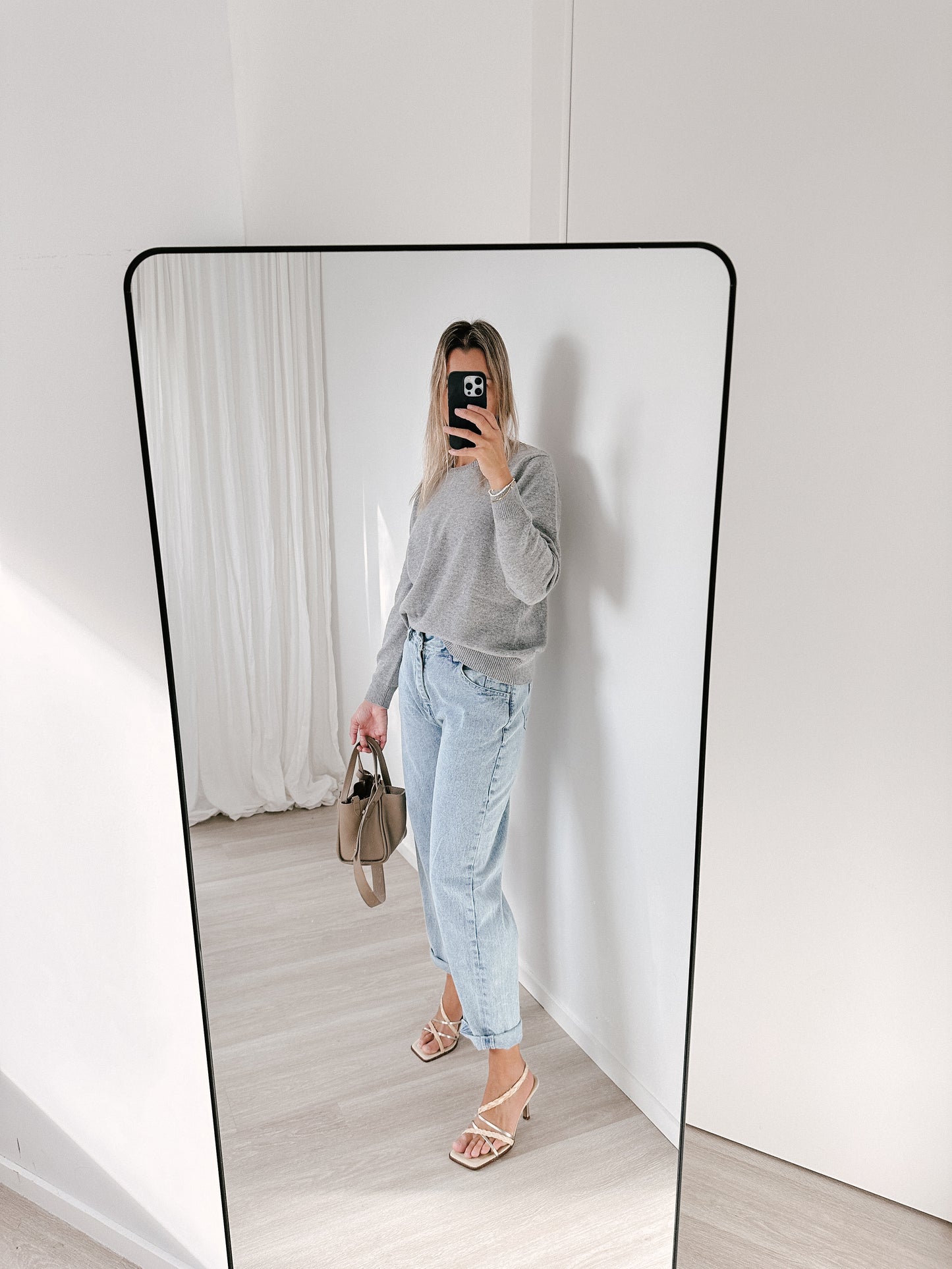 Marle Grey Cotton Cashmere Crew Neck Jumper