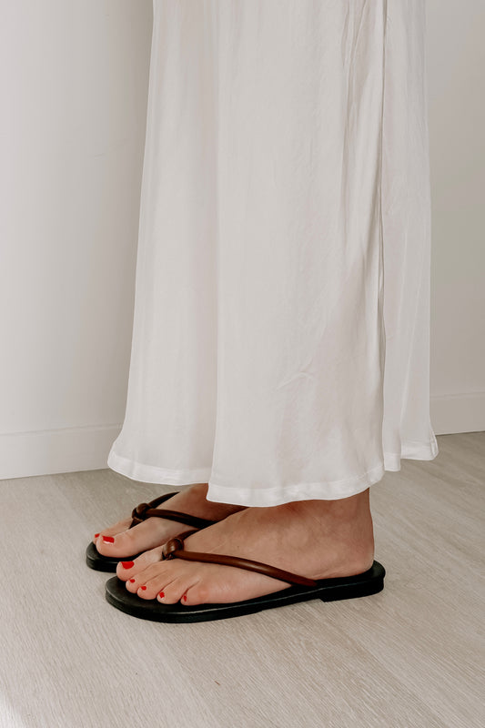 Knot Leather Sandals Brown