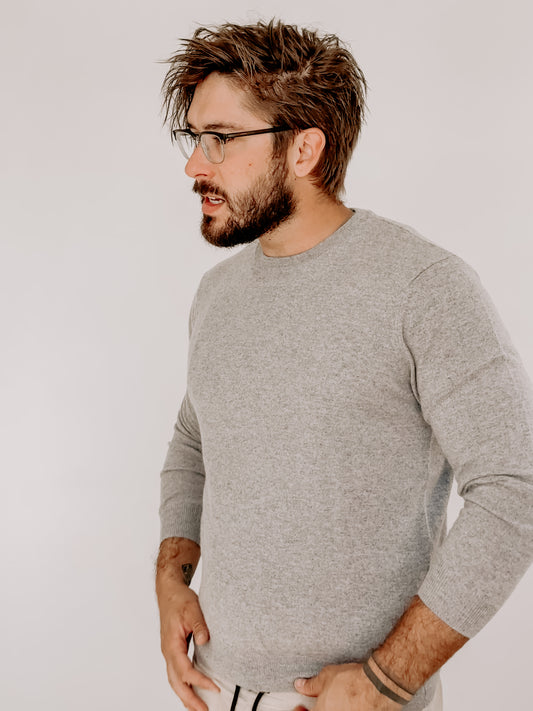 Marle Grey Mens Pure Cashmere Crew Neck Jumper