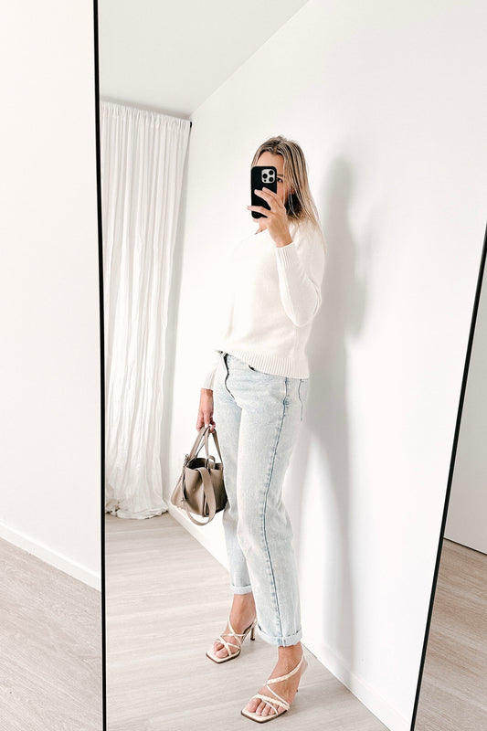Stonewashed Denim + Cashmere Outfit