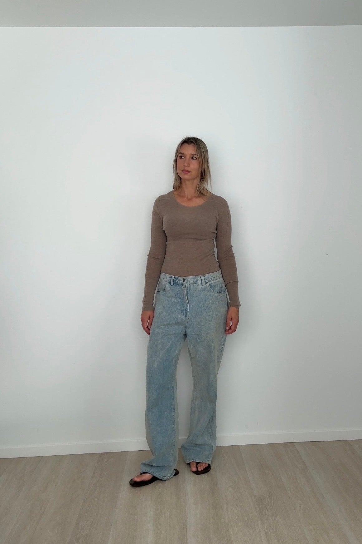 Merino Cashmere Slim Fit Knit Latte