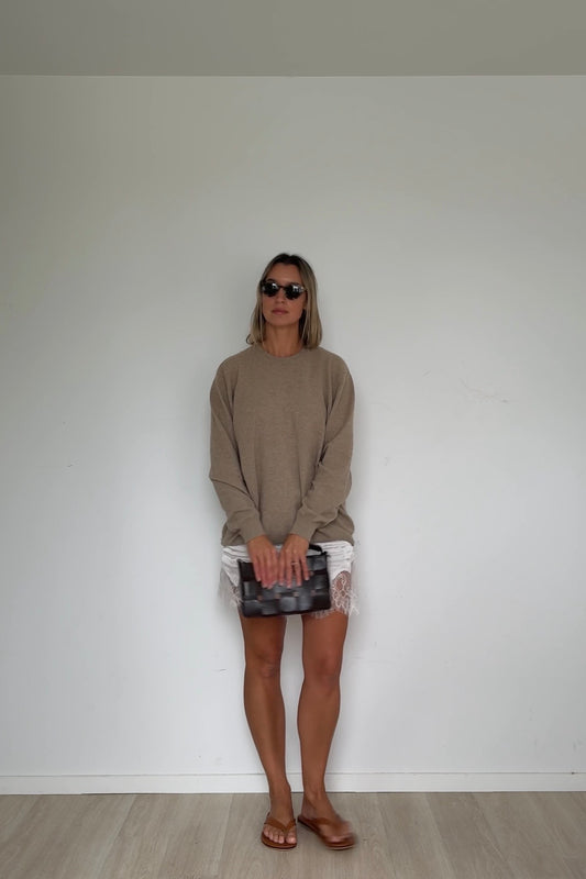 Boyfriend Pure Cashmere Crew Neck Jumper Oatmeal