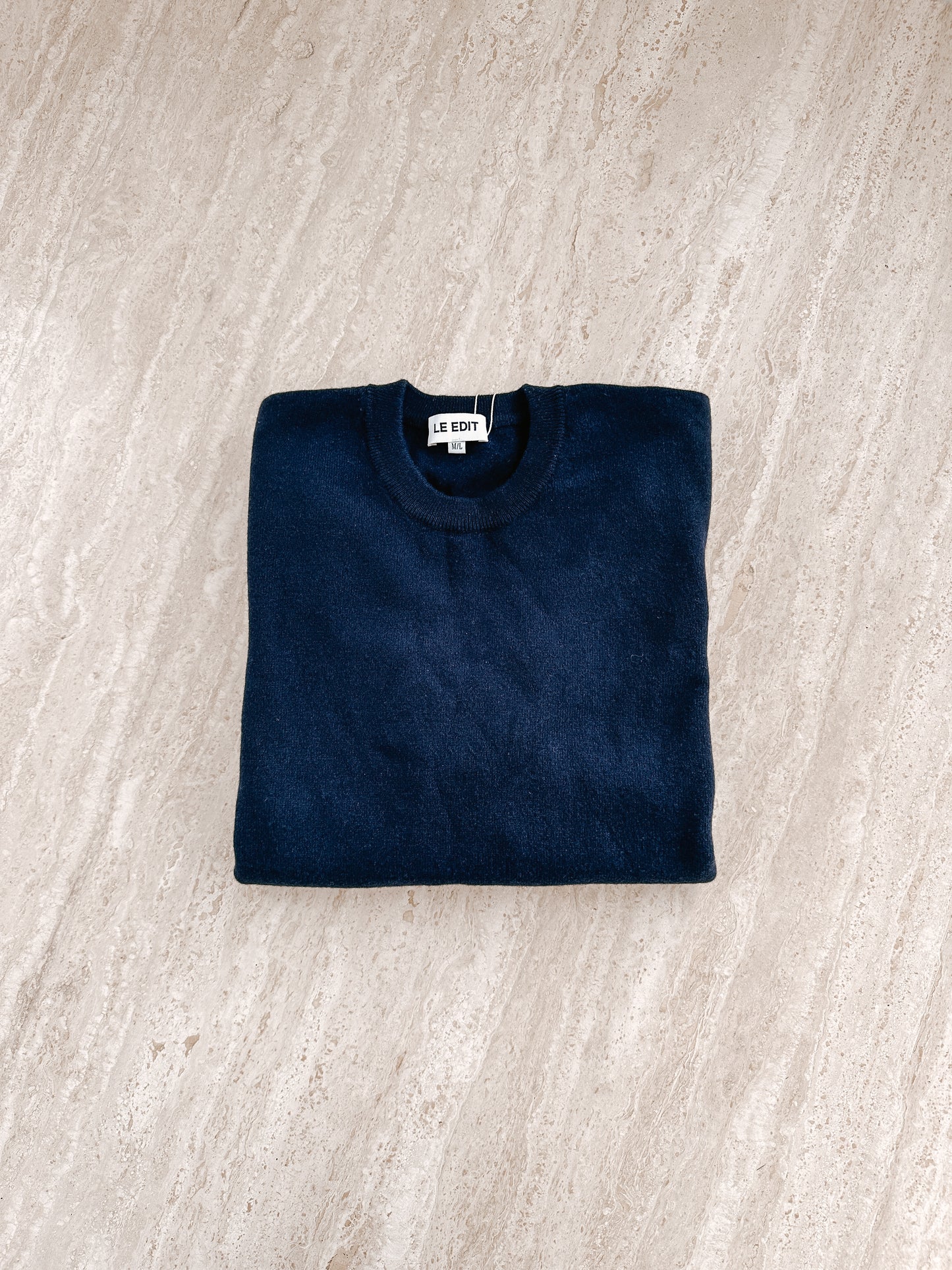 Navy Midnight Blue Boyfriend Pure Cashmere Crew Neck Jumper