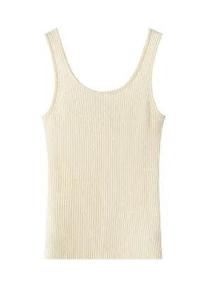 Pure Cashmere Ribbed Tank Coconut
