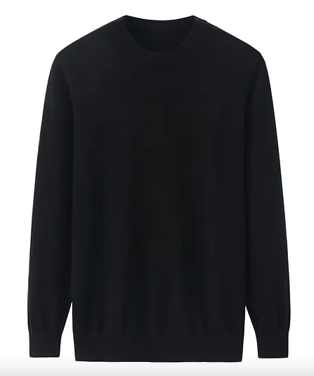 Mens Pure Cashmere Crew Neck Jumper Black