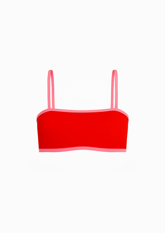 Pink/Red Contrast Reversible Bikini Top