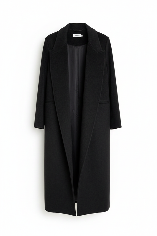 Ghost mannequin black wool coat