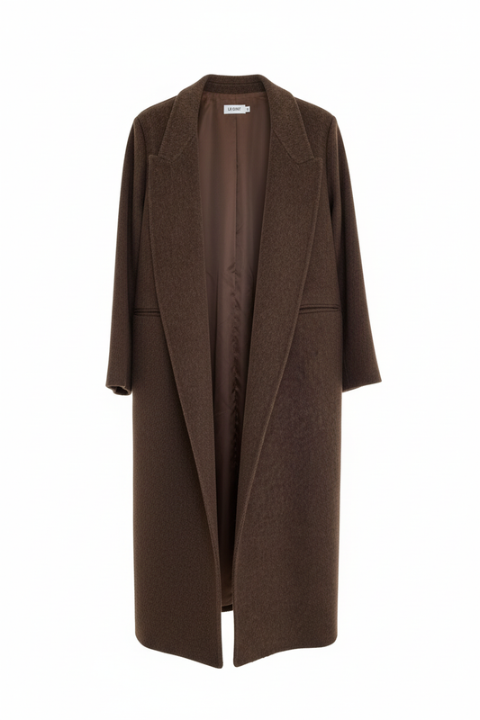 Ghost mannequin chocolate brown wool coat - floating