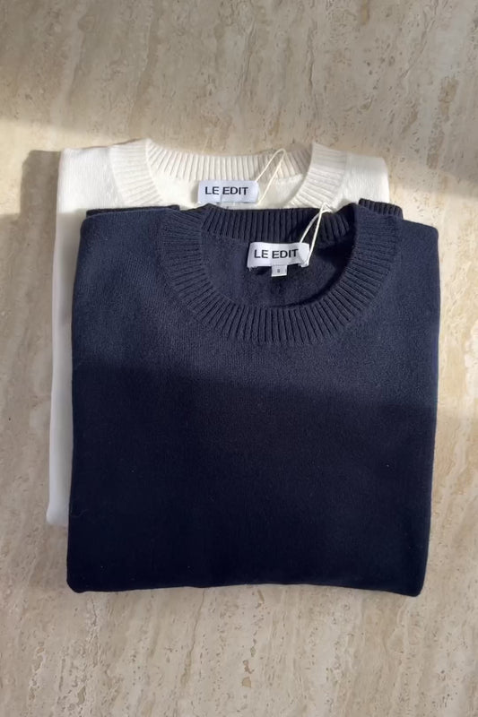 Navy Pure Cashmere Crew Neck Jumper