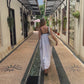 Bow Contrast Linen Dress Coconut