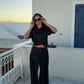 Bias Cut Pure Silk Pants Black