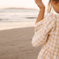 Gingham Summer Linen Dress Latte
