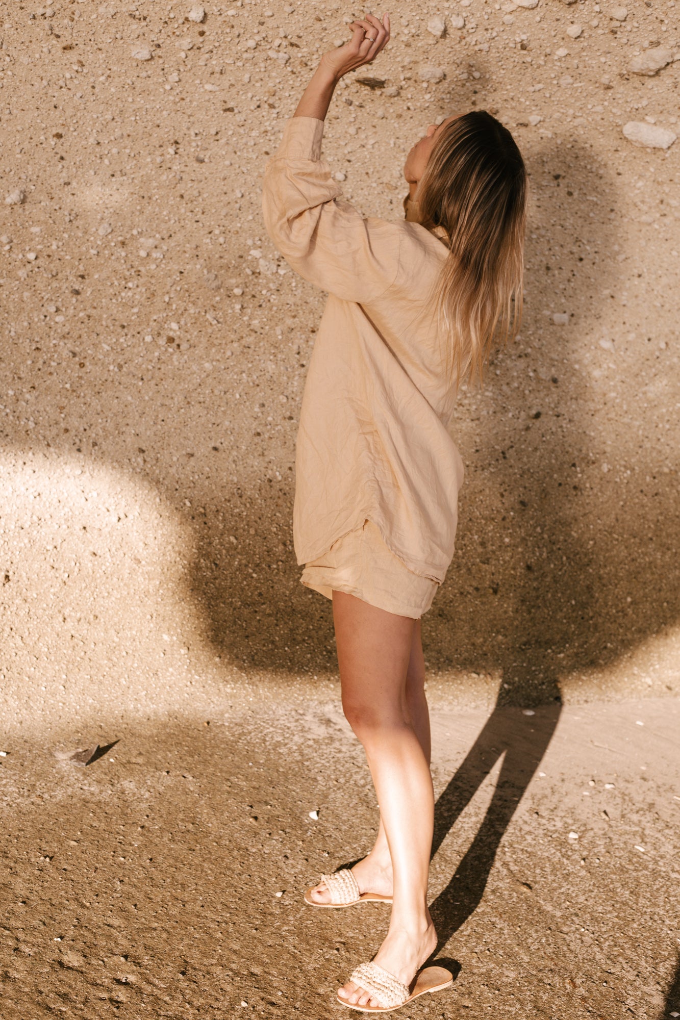 Beige Linen Shorts
