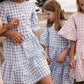 Gingham Summer Linen Dress Baby Blue