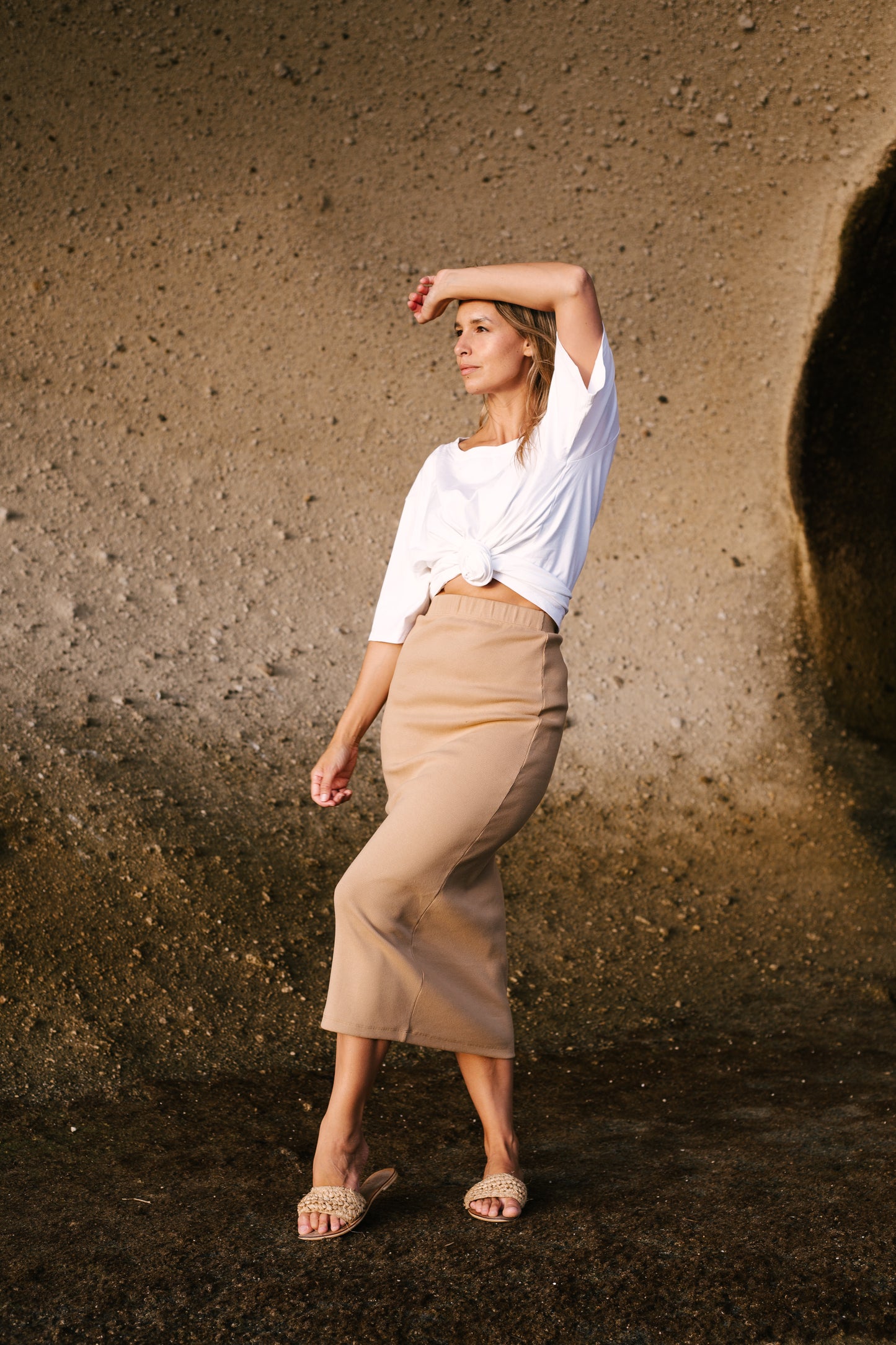 Ever Ribbed Skirt Chai