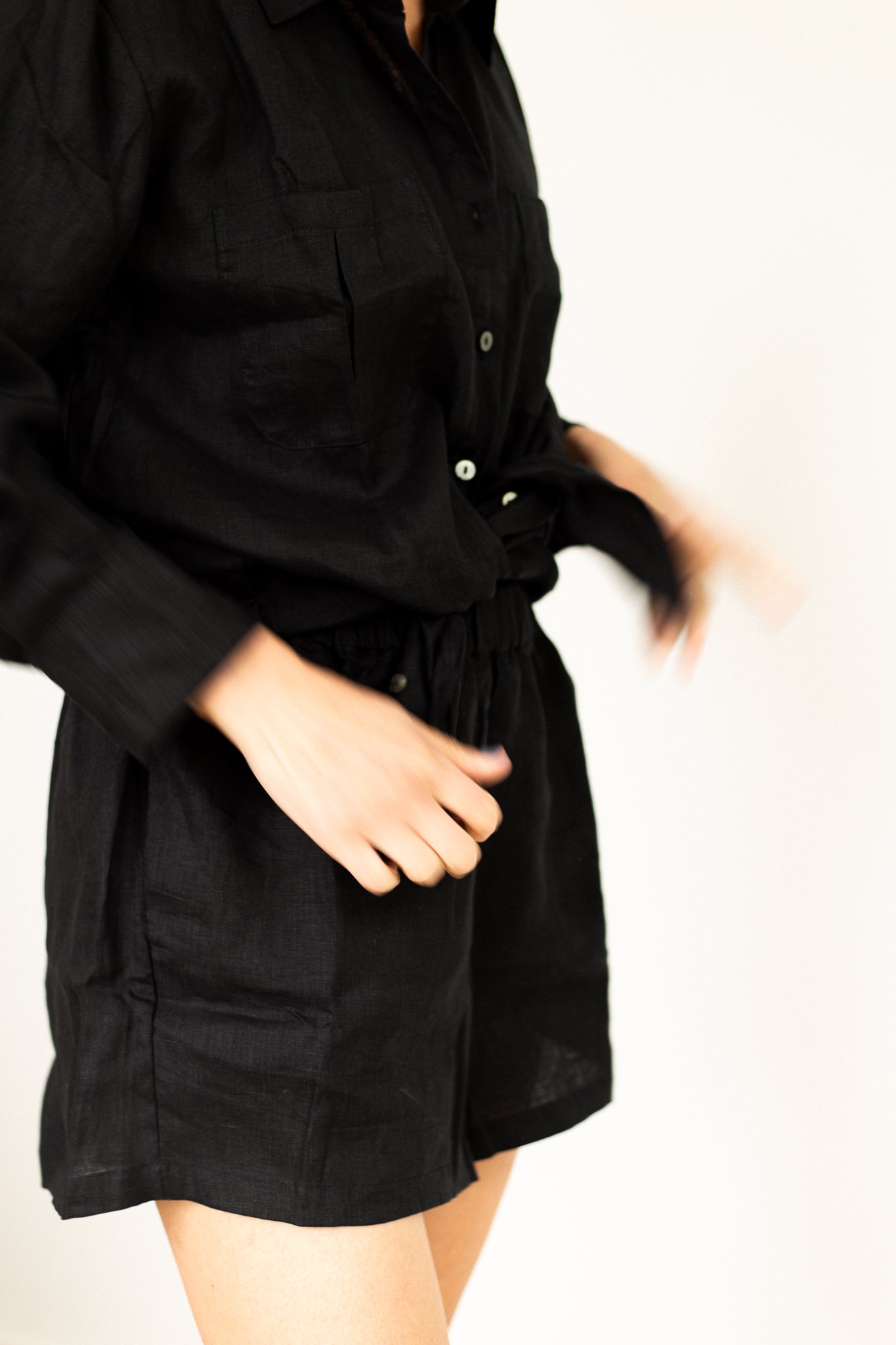 Black Linen Shorts